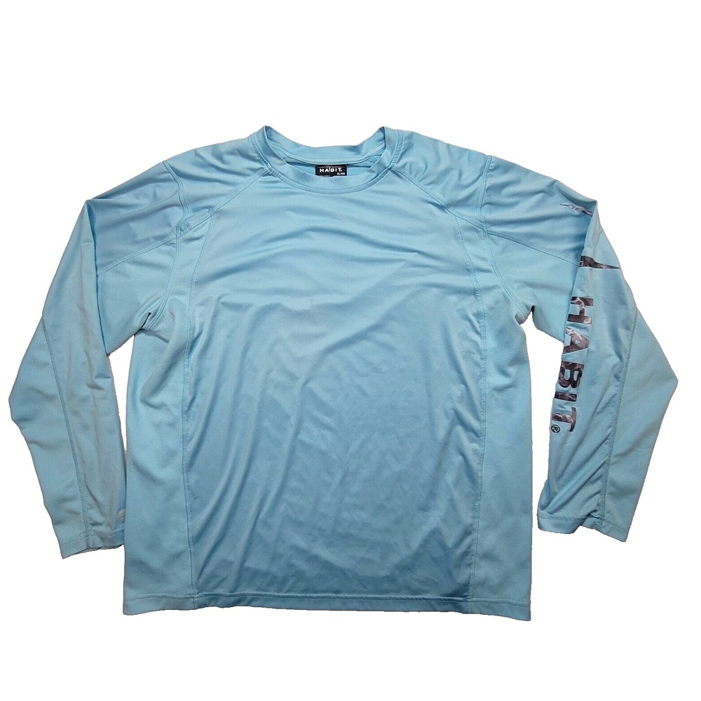Habit Men's Blue XL Long Sleeve Crew Neck Fishing Pullover Outdoor Shirt